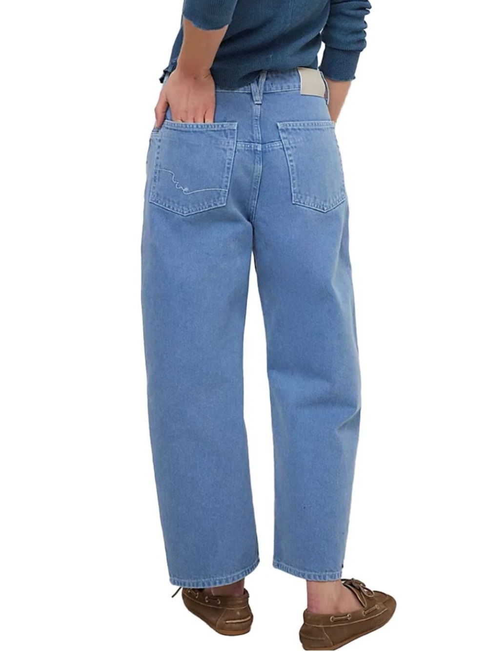 Free People Deep Trance Dropped Boyfriend Jeans Ocean Wash Size 25